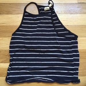 Navy and white cropped tank